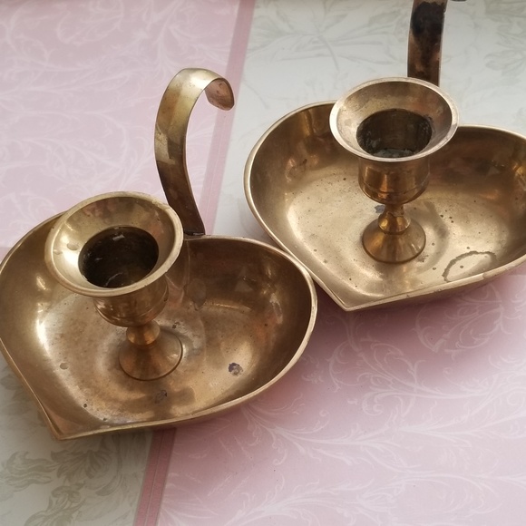 Brass Heart VTG Candle Holders